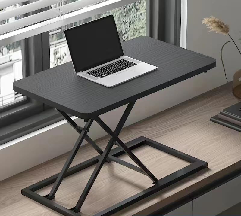 VebaCidi Height Adjustable Sit to Stand Desk Riser, Compact Standing Desktop Converter for Monitor or Laptop, Black