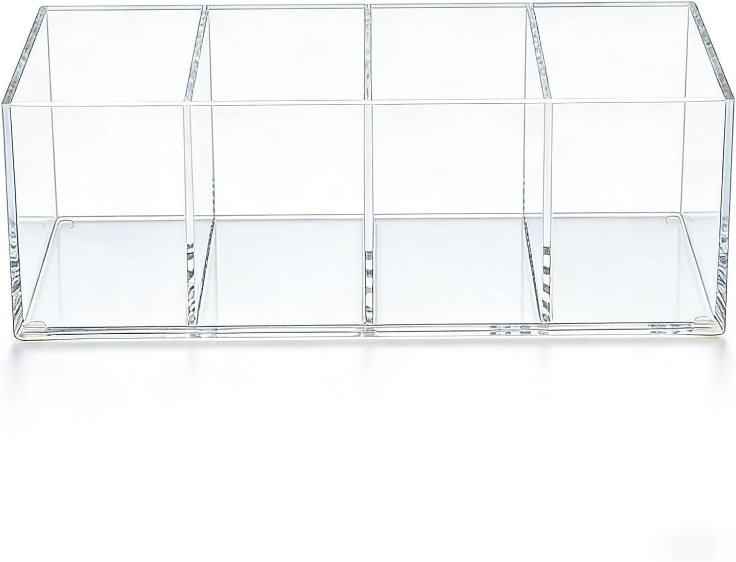 2 Pack Acrylic 3-Compartment Organizer Box, Storage Box with Lid, Clear Pen Holder Organizer Makeup Brush Holder for Office Desk Accessories, Cosmetic Brush Storage Box, Dorm, Bathroom, Kitchen
