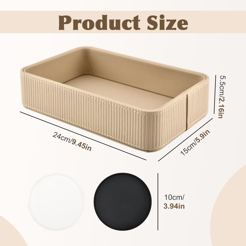 PU Leather Valet Tray Organizer, Desk Organizer Tray, odern Nightstand Organizer Bedside Desktop Storage for Men Women, Decorative Vanity Trays Key Bowl Trinket Dish