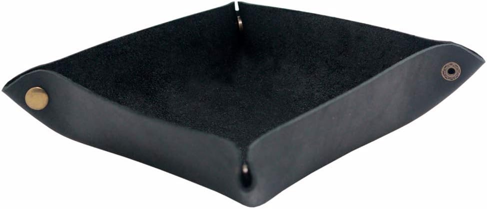 boshiho Valet Tray for Men, Leather Jewelry Catchall Key Phone Coin Box Change Caddy Bedside Storage Box (Crazy Horse Leather - Dark Brown)