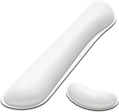 Dapesuom Keyboard Wrist Rest Set, Cute PU Leather Wrist Cushion for Computer Keyboard and Mousepad, Memory Foam Mouse Pad Rests Support with Non-Slip Base for Typing Pain Relief Laptop, Colonial White