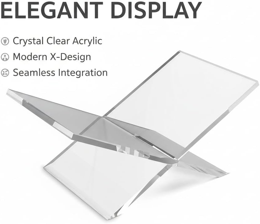 Acrylic Book Stand-Open and Closed Bookstand for Display Stand and Reading Coffee Table-Magazine and Book Holder-for Recipe Cookbooks,Documents,Textbook,Art Books,Bibles,Easel-Home and Office-Black