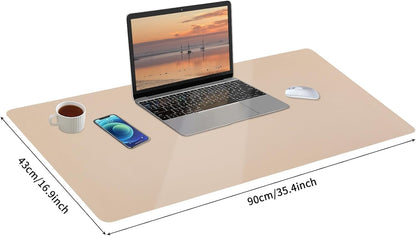 Bloss Leather Desk Pad and Keyboard Wrist Rest, Large Mouse Pad + Keyboard Pad+Mouse Wrist Support, Non-Slip Desk Mat Protector for Office, Home(31.5×15.7 Inches,Beige)