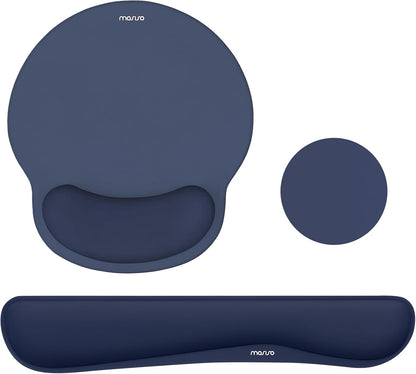 MOSISO Wrist Rest Support for Mouse Pad&Keyboard Set, Streamline Ergonomic Mousepad&Coaster Non-Slip Base Home/Office Pain Relief&Easy Typing Pad with Soft Cloth&Silicone Lining, Antique Green