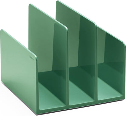 Poppin Fin File Sorter - 3-Compartment File Organizer, Sturdy and Durable Document Organizer, Sleek Design with Lacquer-like Finish, File Folder Organizer for Desk (Dark Gray)