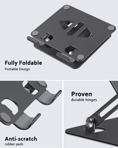 Aoviho Tablet Stand Holder for Desk, Adjustable Desktop Tablet Holder, Foldable Aluminum Tablet Mount for iPad pro 12.9, iPad Air Mini, Samsung Galaxy Tabs Z Fold Kindle Fire 4-12 inch Purple