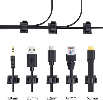 Viaky 30 Pcs Black Cable Wire Clips Adjustable Nylon Wire Holder Adhesive Cable Management Suitable for Maximum Diameter 0.5 inch (12.5mm) Cables