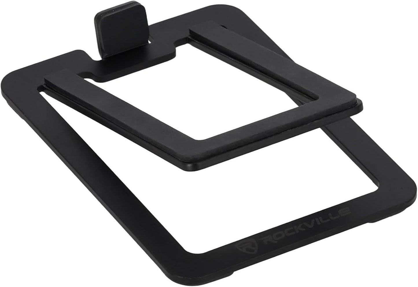 Rockville SR3 Low Profile Speaker Riser Stands Pair for 2" to 4" Desktop Home Speakers or Studio Monitors - De-Coupling Foam Pad, 16-Degree Tilt, Metal, Anti-Slip Feet