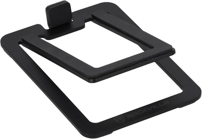Rockville SR3 Low Profile Speaker Riser Stands Pair for 2" to 4" Desktop Home Speakers or Studio Monitors - De-Coupling Foam Pad, 16-Degree Tilt, Metal, Anti-Slip Feet