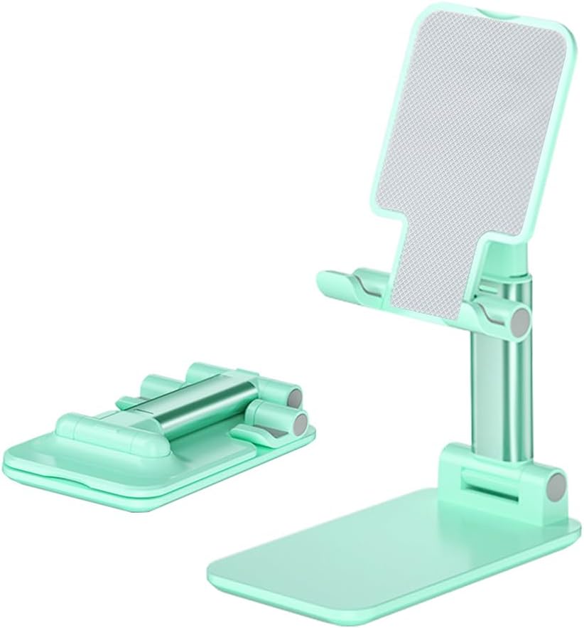 Cell Phone Stand, Angle Height Adjustable Cell Phone Holder with Silicon Pad for Desk Fully Forldable Mobile Phone Holder Compatible with All Mobile Phones, MT-6, (White)