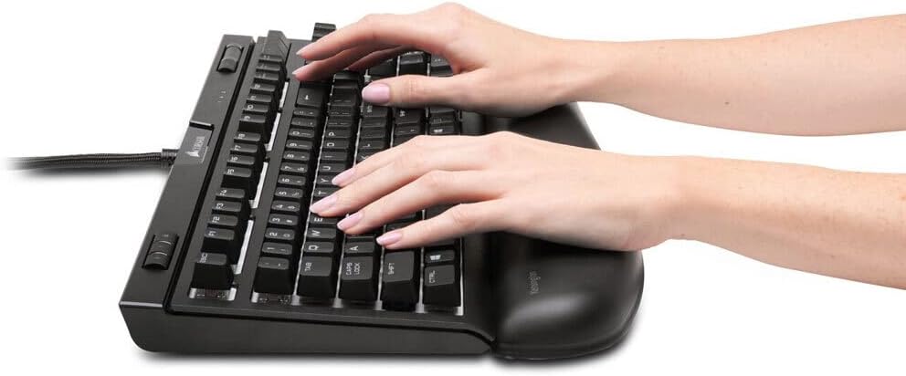 Kensington ErgoSoft Wrist Rest for Slim, Compact Keyboards, Black (K52801WW), 3.9 x 0.4 x 11.1 inches