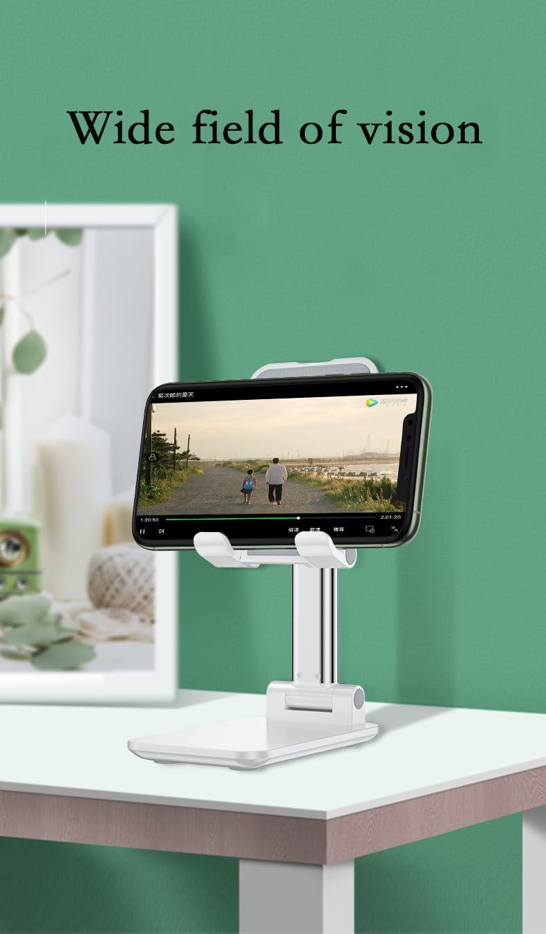 Desk Mobile Phone Holder Stand for iPhone IPad Xiaomi Adjustable Desktop Tablet Holder Universal Table Cell Phone Stand（White）