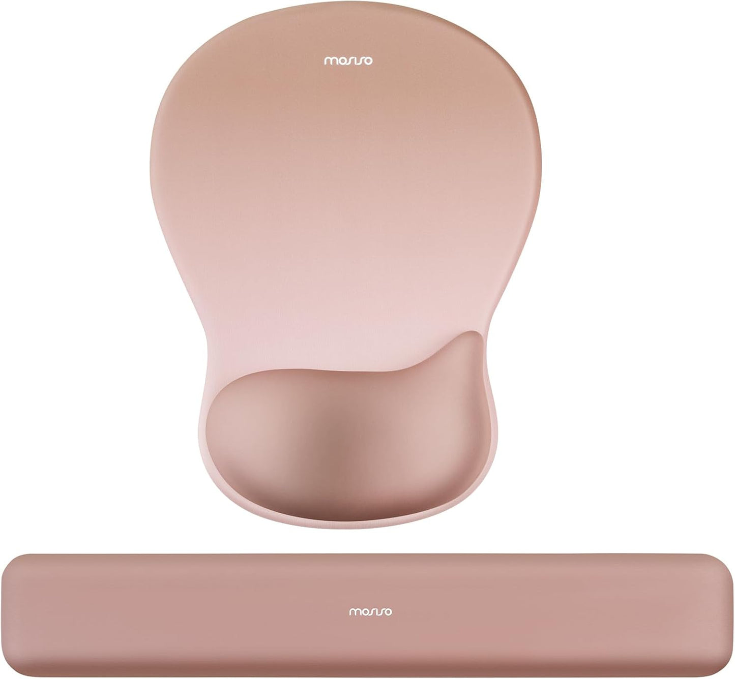 MOSISO Wrist Rest Support for Mouse Pad&Keyboard Set, Ergonomic Mousepad with Concave Curved Memory Foam, Non-Slip Base Pain Relief Comfortable Rectangular Easy Typing Pad for Home/Office, Brown