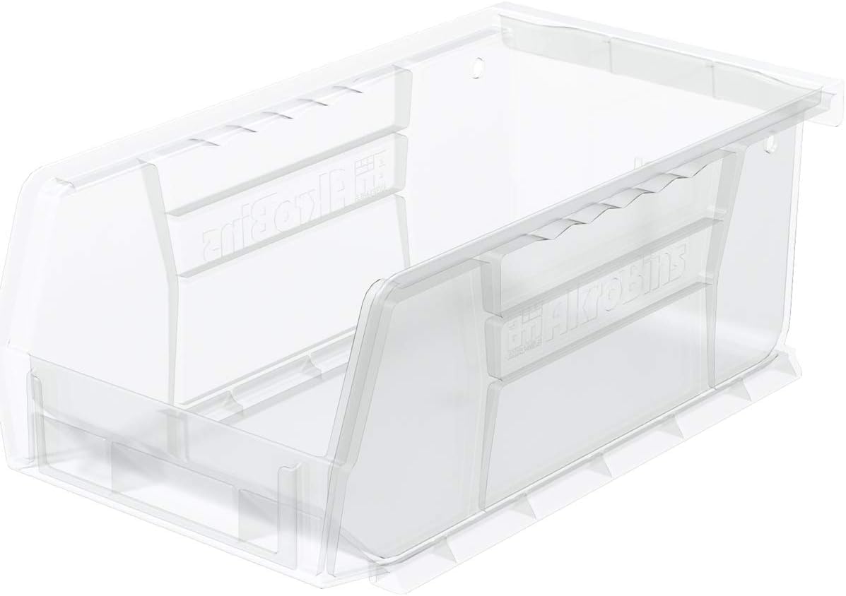 Akro-Mils 30220 AkroBins Plastic Storage Bins, Space-Saving Stackable Bins for Garage, Pantry, Craft Organization, 7" x 4" x 3", Yellow, 24-Pack