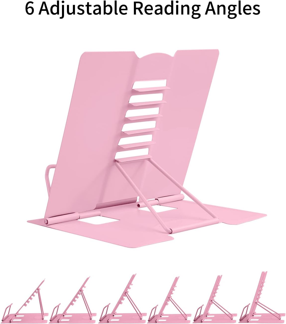 MSDADA Desk Book Stand Metal Reading Rest Book Holder Adjustable Cookbook Documents Holder for Recipes Textbooks Tablet Music Books, Mom Gifts, Gifts for Grandma Mom Mothers Day(Light Purple)