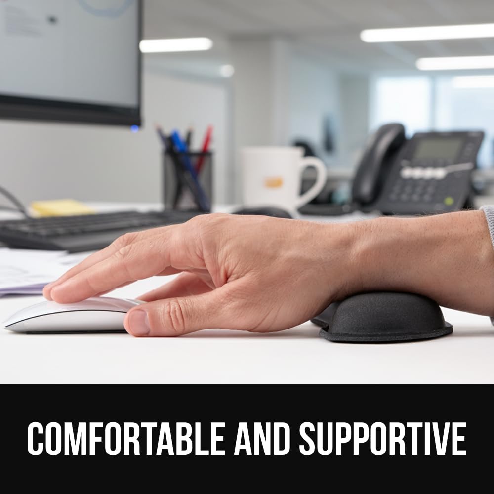 GORILLA GRIP Silky Memory Foam Wrist Rest for Computer Keyboard, Mouse, Ergonomic Design for Typing Pain Relief, Desk Pads Support Hand and Arm, Mousepad Rests, Stain Resistant, 2 Piece Pad, Black