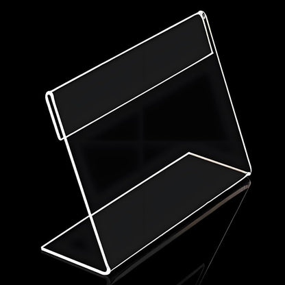 Clear Acrylic Sign Holders with Slanted Back, Adjustable Desk Display Stand for Office and Business,Acrylic Store Price Tag Rack with Slant Back Any Literature Flyer Document Rack(4 * 6cm)