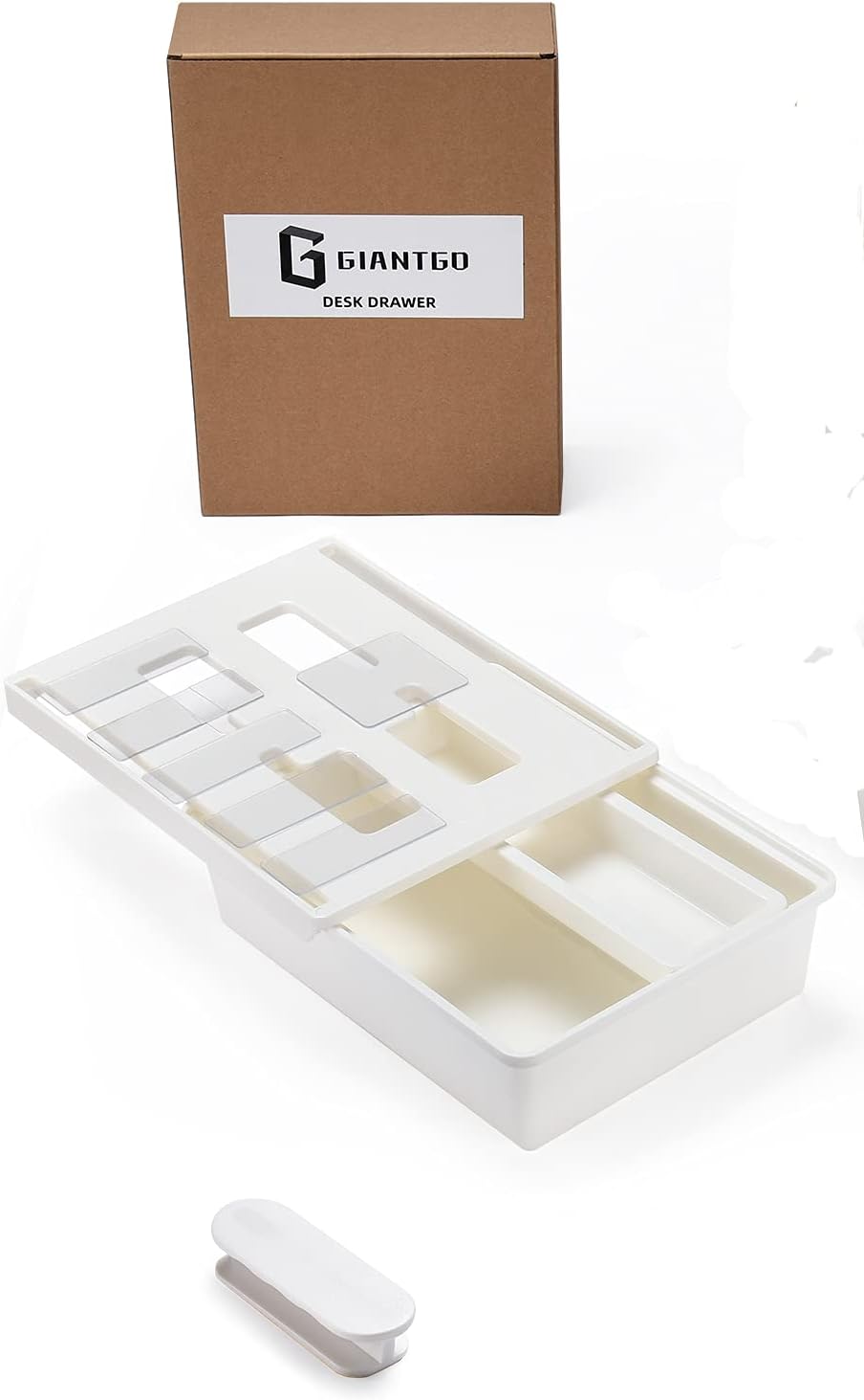 Under Desk Drawer Organizer, Self-Adhesive Storage, Office & Home Stationery (Large-White)