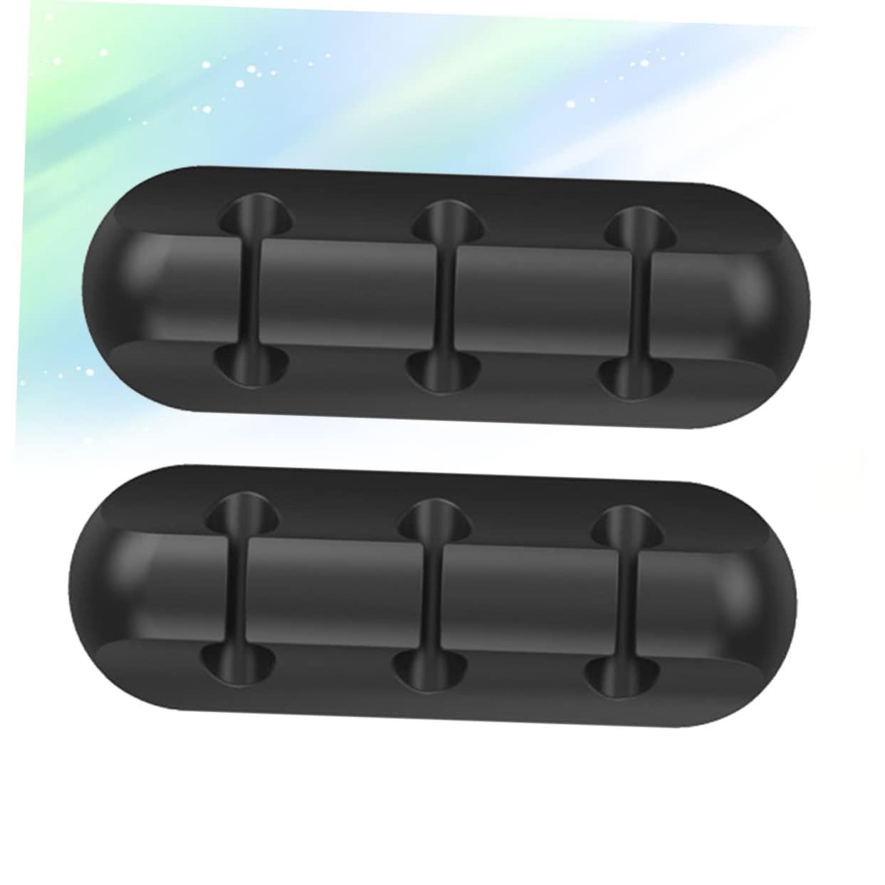 NUOBESTY 2pcs Silicone Cable Holder Clips Rubber Adhesive Cord Hooks for Wall Desk Home Office Efficient Wire Management Organizers Black