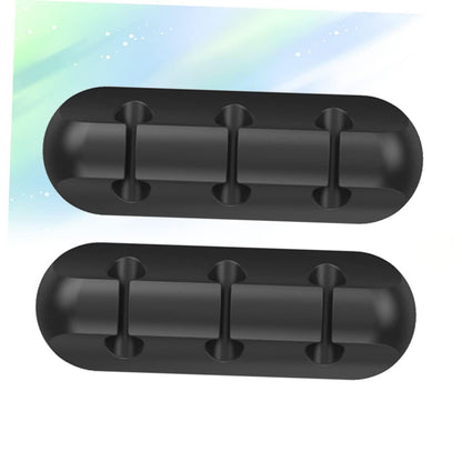NUOBESTY 2pcs Silicone Cable Holder Clips Rubber Adhesive Cord Hooks for Wall Desk Home Office Efficient Wire Management Organizers Black