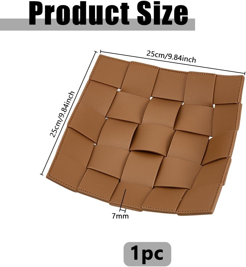 DICOSMETIC Men Women's PU Leather Valet Tray Camel Decorative Key Holder Bowl for Entryway Table Bedside Nightstand Desk Catchall Organizer Tray for Wallet, Watch, Remote, Keys, Cell Phones