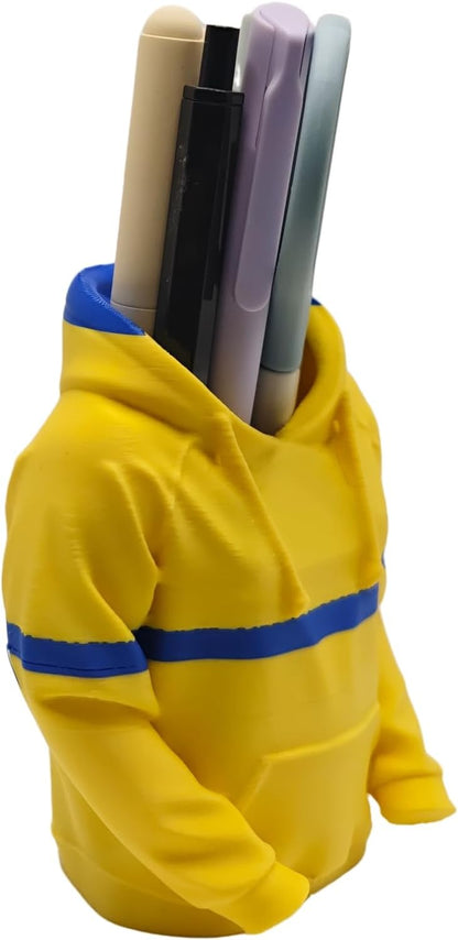 TIME&TRAVE Unique Sweatshirt Pen Holder for Desk, Creative Pencil Holder Desk Organizers, Office Supplies Decorations Idea Gift for Men Women Kids(Yellow)