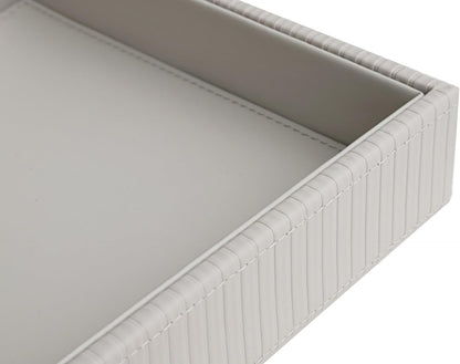 HofferRuffer Faux Leather Vanity Tray, Elegant Desktop Storage Organizer, Decorative Catchall for Perfume, Bathroom Valet, Nightstand or Dresser, Black, 10.2 x 8.4 x 1.8 Inches