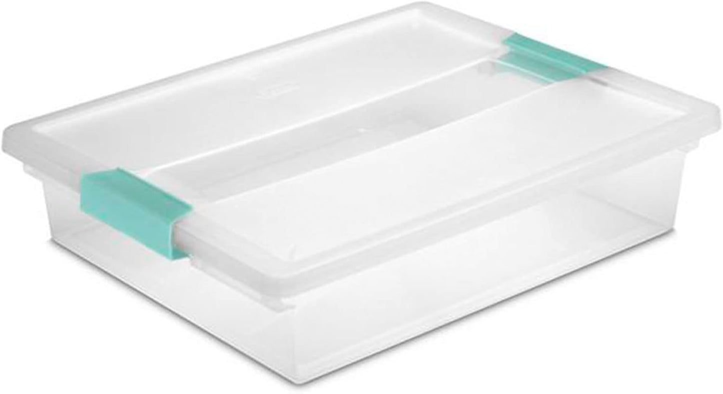 Sterilite 12-Pack Clip Box, Stackable Clear Plastic Bins with Latching Lids, Large - Writing, Arts or Crafts Supplies Storage Containers for Home, Office, Classroom and Workshop Organization