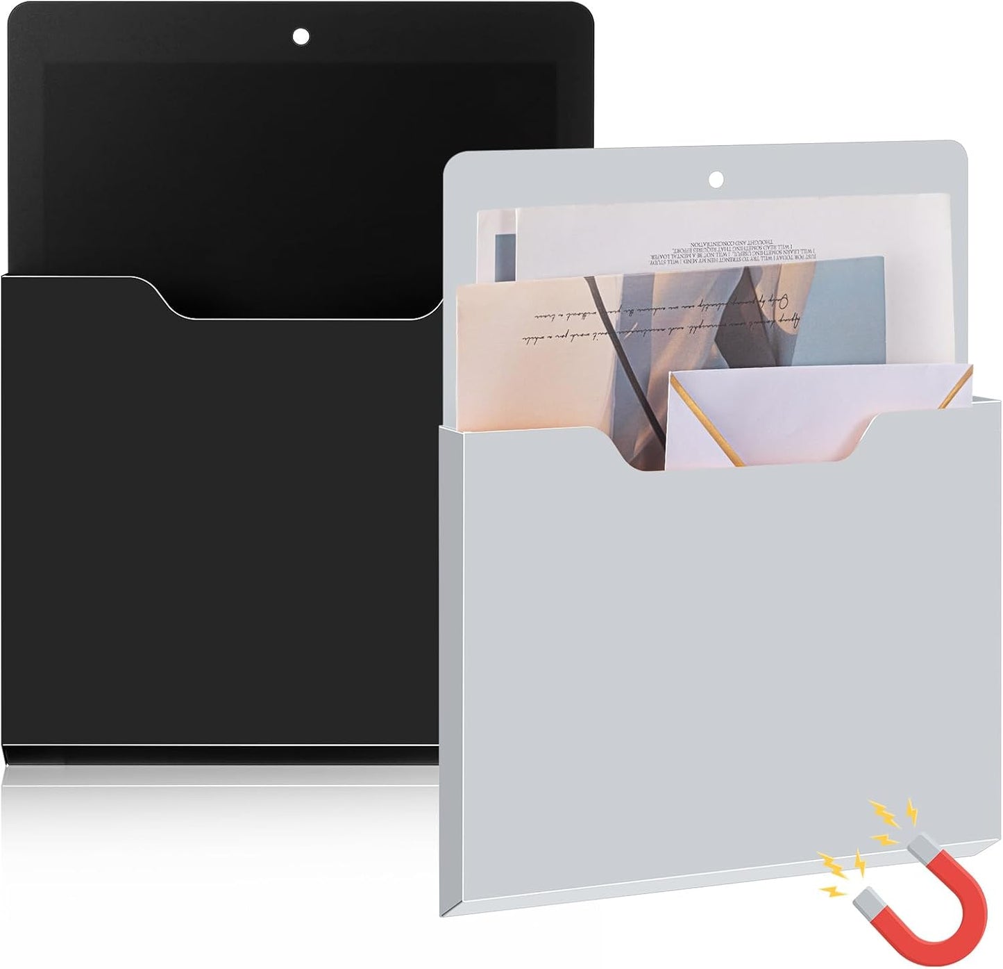 Feifeiya 2 Pcs Magnetic File Folder Wall Hanging Holder Large Pocket Paper Magazine Mail Organizer for Refrigerator Classroom Locker Whiteboard(Vertical,Purple Color,12.2 x 9.4 Inches)