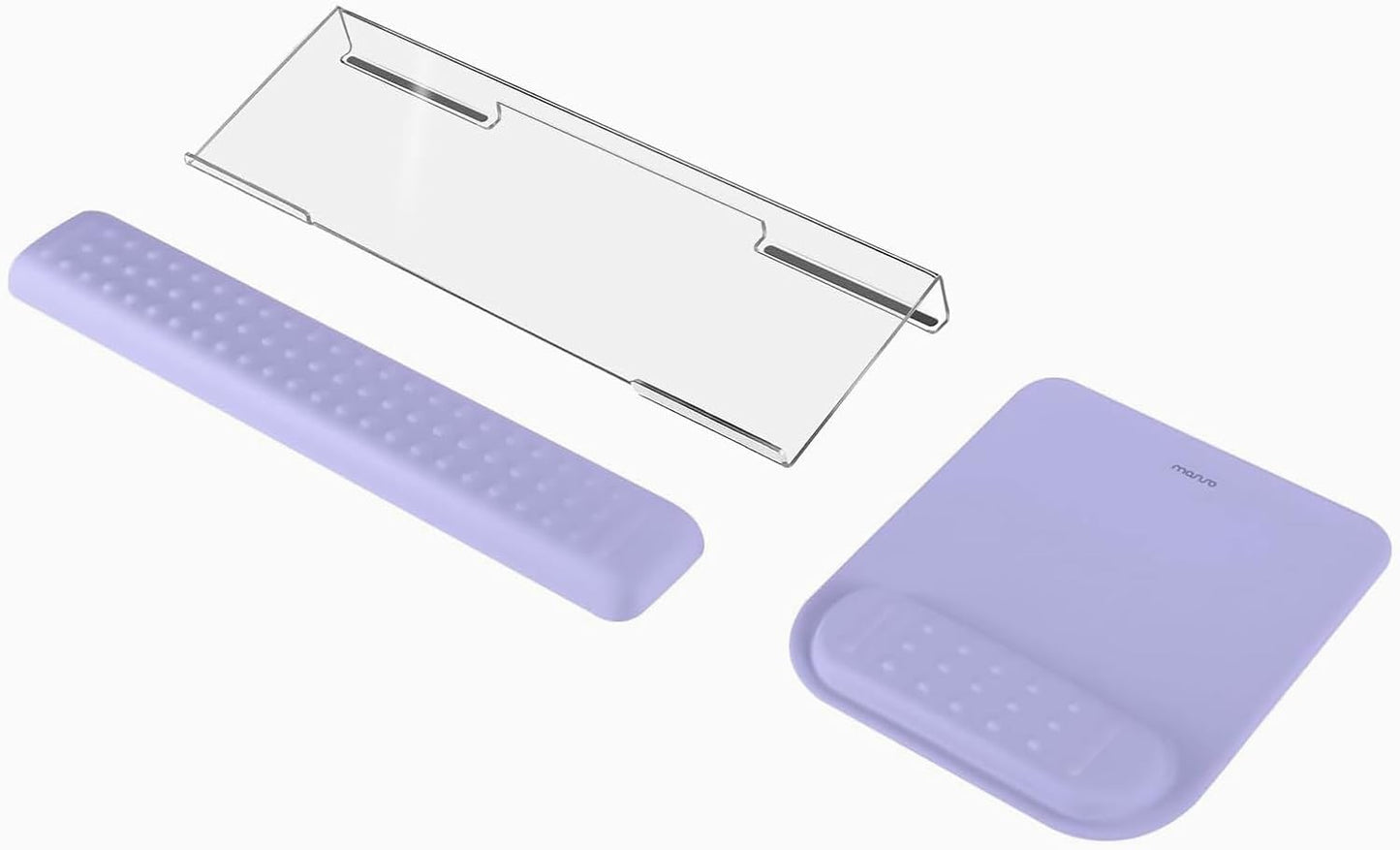 MOSISO Computer Keyboard Stand&Wrist Rest Support for Keyboard &Mouse Pad Set, Ergonomic Massage Wrist Rest Set, Easy Typing Working Acrylic Clear Stand for Office Home, Apricot