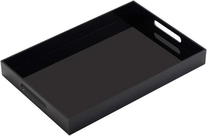 KEVLANG Clear Sturdy Acrylic Serving Tray with Handles-12x16Inch-Serving Coffee,Appetizer,Breakfast,Butler-Kitchen Countertop -Makeup Drawer Organizer-Vanity Table -Ottoman