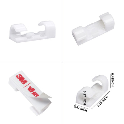 Self-Adhesive Cable Clips Organizer Drop Wire Holder Cord Management, Max Fitting Cable Diameter 0.27 inch, Pack of 20, Transparent