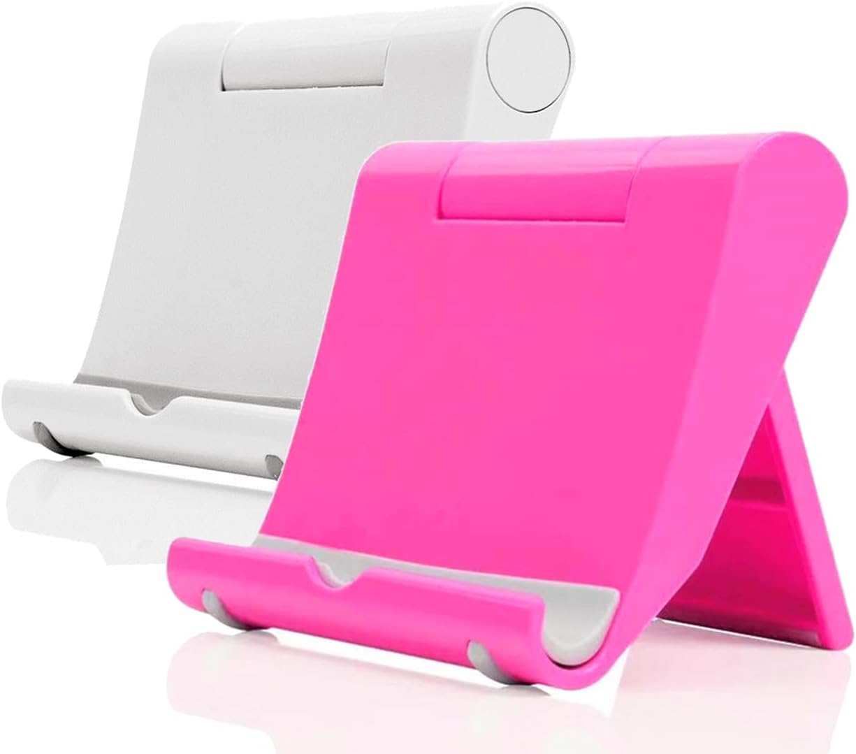 Cell Phone Stand for Desk Foldable Cell Phone Holder Desk Tablet Holder Mobile Phone Dock, Multi-Angle Universal Adjustable Tablet Dock Compatible with Most Cell Phones (White)