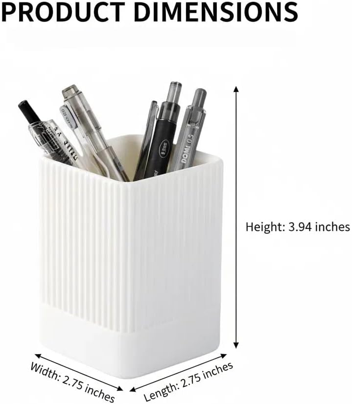 3 Pack Aesthetic Pen Holder for Desk-Sturdy Plastic Pencil Holder - Stylish Makeup Brushes Cup for Women Girls - Cute and Functional Desk Organizer for Office Supplies - Modern Office Decor Pen Cup