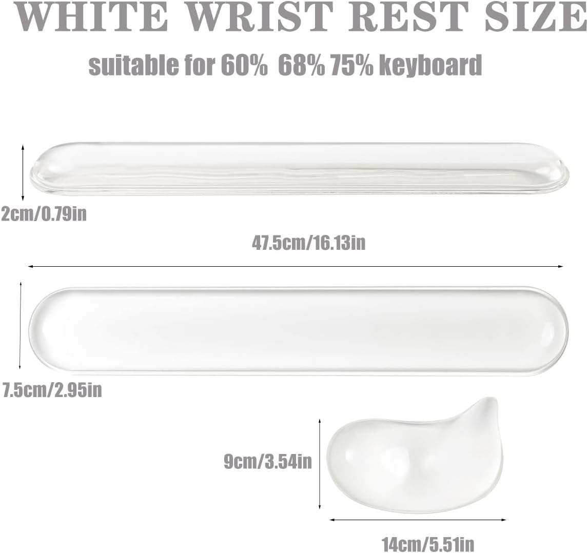 Gel Keyboard and Mouse Wrist Rest Set –Blue Purple Clear Wrist Rest for Computer Keyboard 60%/68%/75%, Comfort & Support for Typing and Gaming