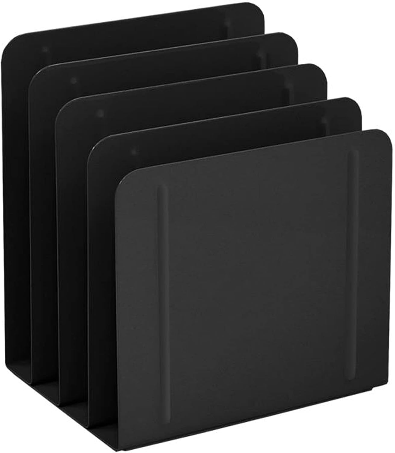 Acrimet 4-Section Vertical Metal File Sorter, Desktop File Organizer for Papers, Folders & Documents, Space-Saving Office Organizer, Black