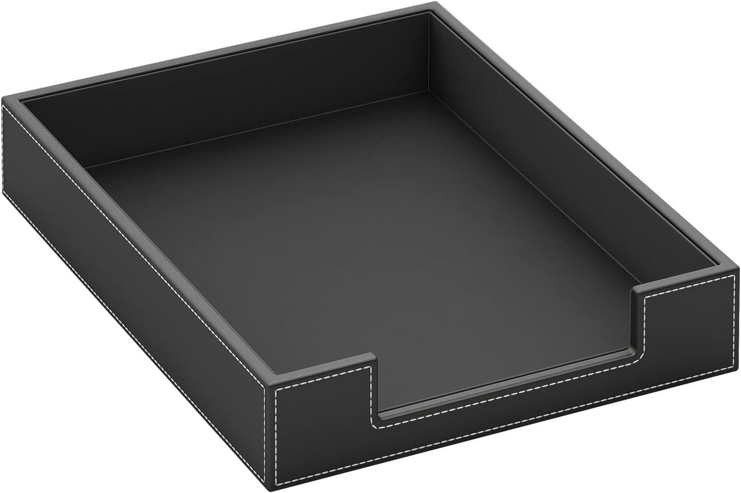 Leather Letter Tray, THIPOTEN Elegant Desk Organizer for Office Supplies, Mail, Paper, File, Magazine, Perfect Office Organization for Desktop(Grey)