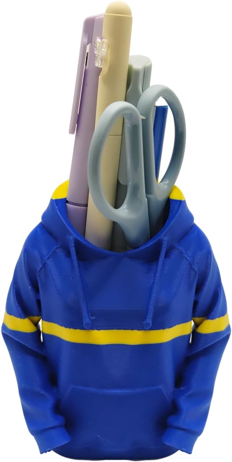 TIME&TRAVE Unique Sweatshirt Pen Holder for Desk, Creative Pencil Holder Desk Organizers, Office Supplies Decorations Idea Gift for Men Women Kids(Yellow)