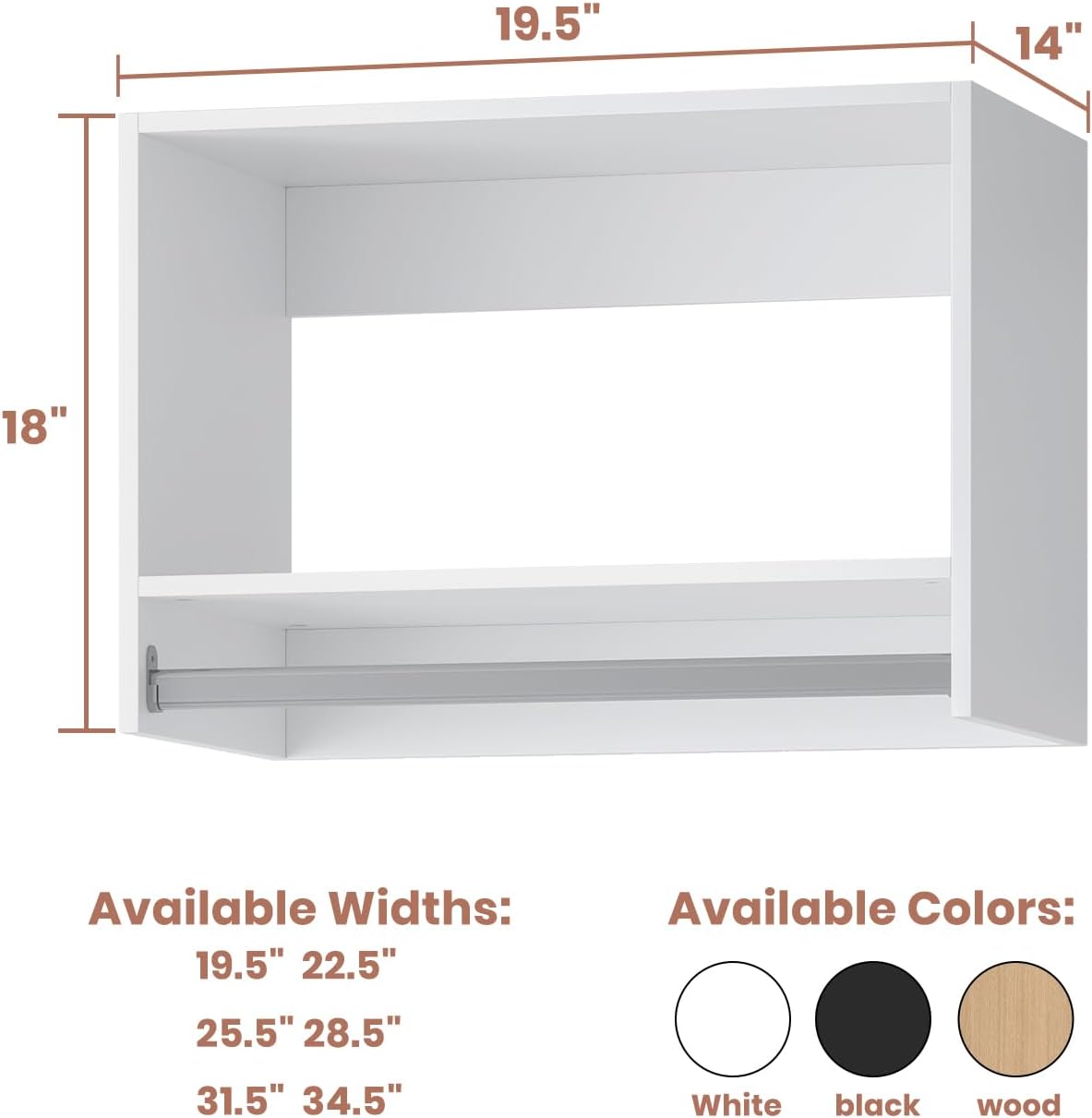 4-Drawer Stackable Storage Organizer Unit for Closet, Modular Wood Closet Storage Bins with Drawers, Closet She-lf Organizer Basket for Hanging Clothes, Wood, 25.5"W