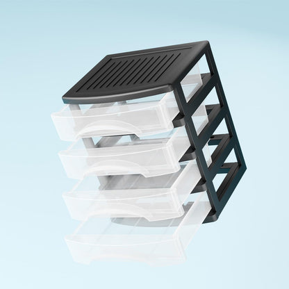 BYCY Medium 3 Drawer Plastic Clear Stacking Desktop Organizer for Office Supplies, Stackable Storage Drawers Storage Bins For Kitchen Cabinets, Pantry, Home Organization (Black, Medium 3Drawer)