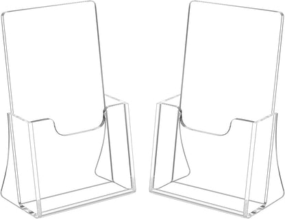 HIIMIEI Brochure Holder 8.5 x 11 inches, Acrylic Flyer Holder with 2 Pack, Plastic Stands for Displaying Magazines, Pamphlets, Literature, Brochures, Booklets, Menu