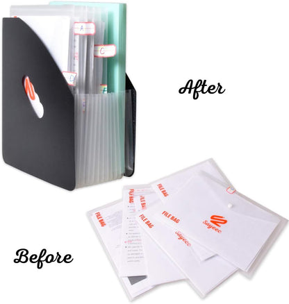 SAYEEC Rainbow Expanding File Holder Standing A4 Vertical Mini Book Organizer Magazine Basket Desktop 13 Pockets Files Folder with Handle for Students Examination Paper Bills Office Study