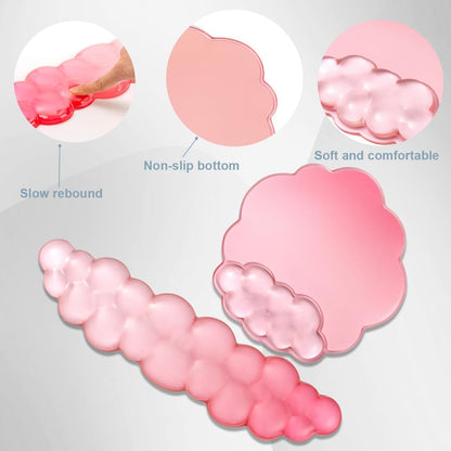Gel Wrist Rest and Cloud Mouse Pad Support for Keyboard and Mouse - Ergonomic Pink Keyboard Wrist Pad Set for Typing Pain Relief/Computer/Laptop/Gaming/Home/Office (Cloud Shape, Gradient Blue Pink)