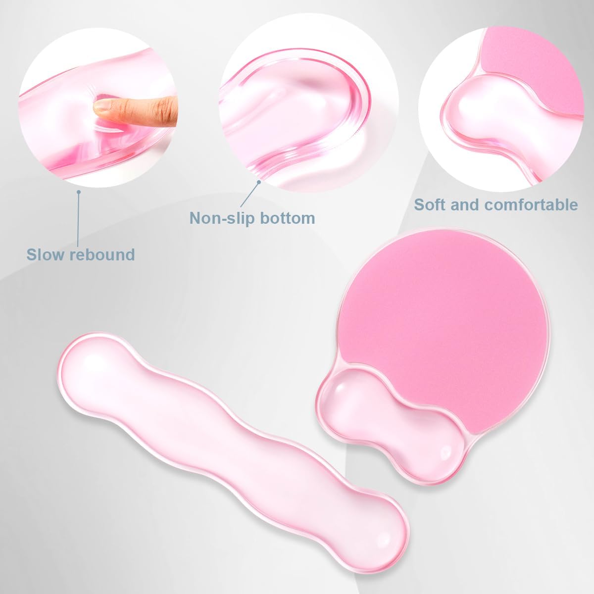 Gel Wrist Rest and Cloud Mouse Pad Support for Keyboard and Mouse - Ergonomic Pink Keyboard Wrist Pad Set for Typing Pain Relief/Computer/Laptop/Gaming/Home/Office (Cloud Shape, Gradient Blue Pink)