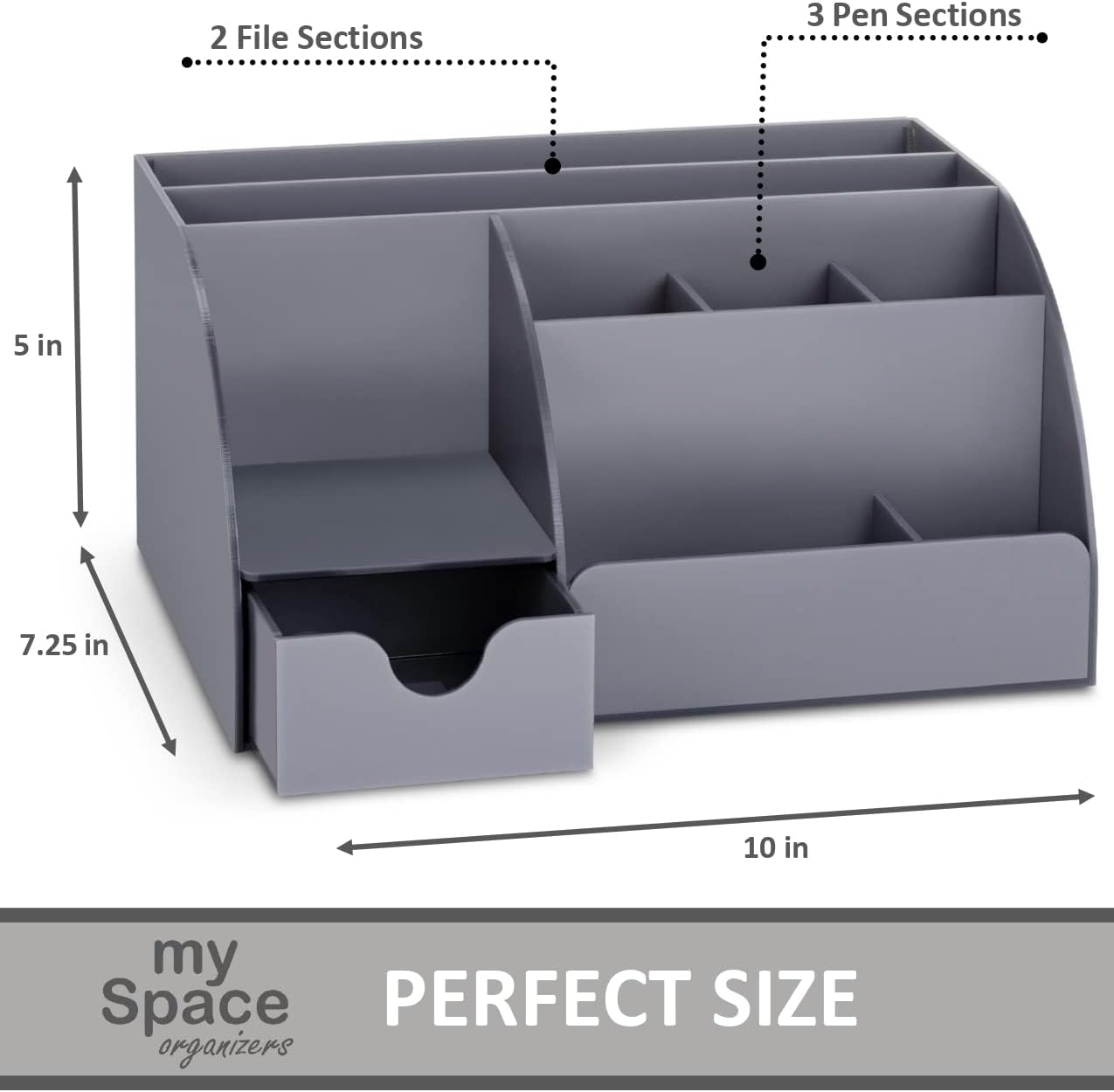 My Space Organizers Clear Acrylic Desk Oganizer, 9 Compartments, Office Supplies and Desk Accessories Organizer, Home Decor Desktop Organizer (Clear)