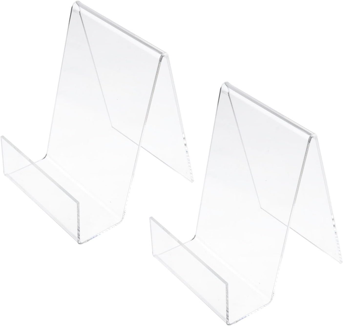 MAGICLULU Transparent Acrylic Book Display Stand 4.13X3.54X2.95 Inch Vertical Book Holder Desktop Shelf for Textbooks Magazines and Tablets