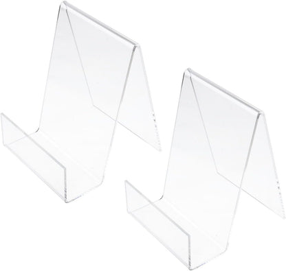 MAGICLULU Transparent Acrylic Book Display Stand 4.13X3.54X2.95 Inch Vertical Book Holder Desktop Shelf for Textbooks Magazines and Tablets