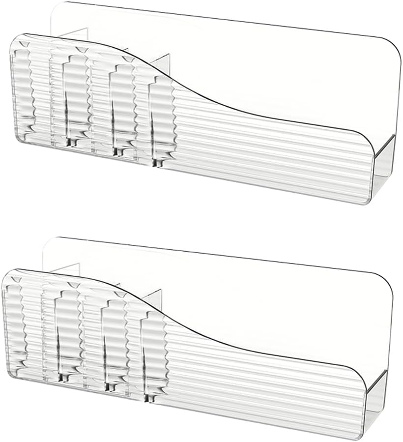 MORNITE Bathroom Medicine Cabinet Organizer Set, Narrow Compact Makeup Shelves Holder for Lipstick, Cosmetic, 2 Pcs Trays for Cabinet Door Wall, Vanity - Clear