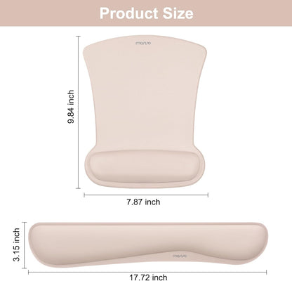 MOSISO Wrist Rest Support for Mouse Pad & Keyboard Set, Ergonomic Mousepad Non-Slip Base Home/Office Pain Relief & Easy Typing Cushion with Neoprene Cloth & Raised Memory Foam, Apricot