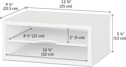 Ballucci File Organizer, 2-Tier Document Paper Sorter, Stackable Wood Desk Organizer Mail Holder, Monitor Stand with Storage Shelves, White